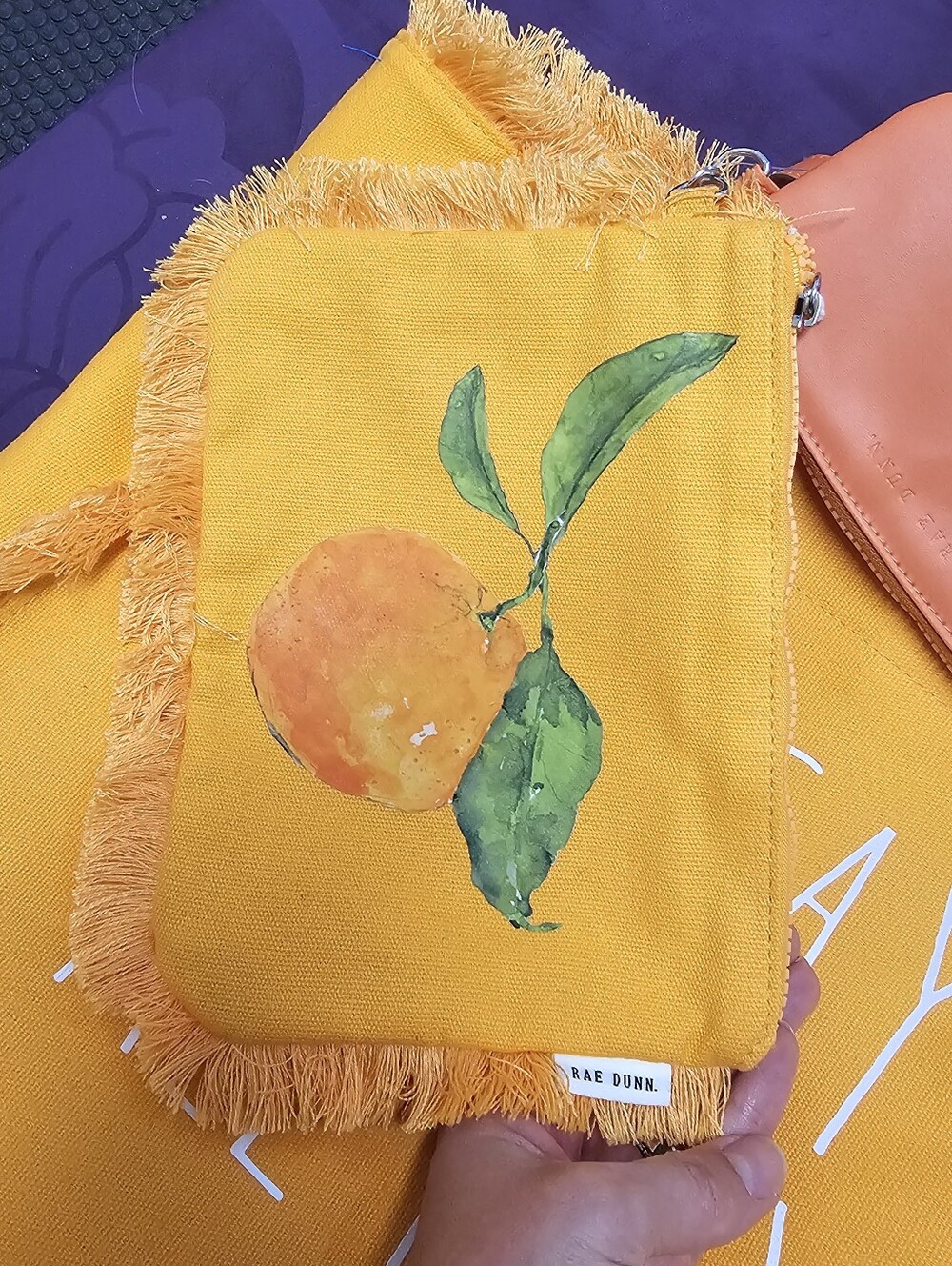 Brand New Rae Dunn "Vacay All Day" 3-Piece Orange Tote Bag Set - Picture 4 of 13